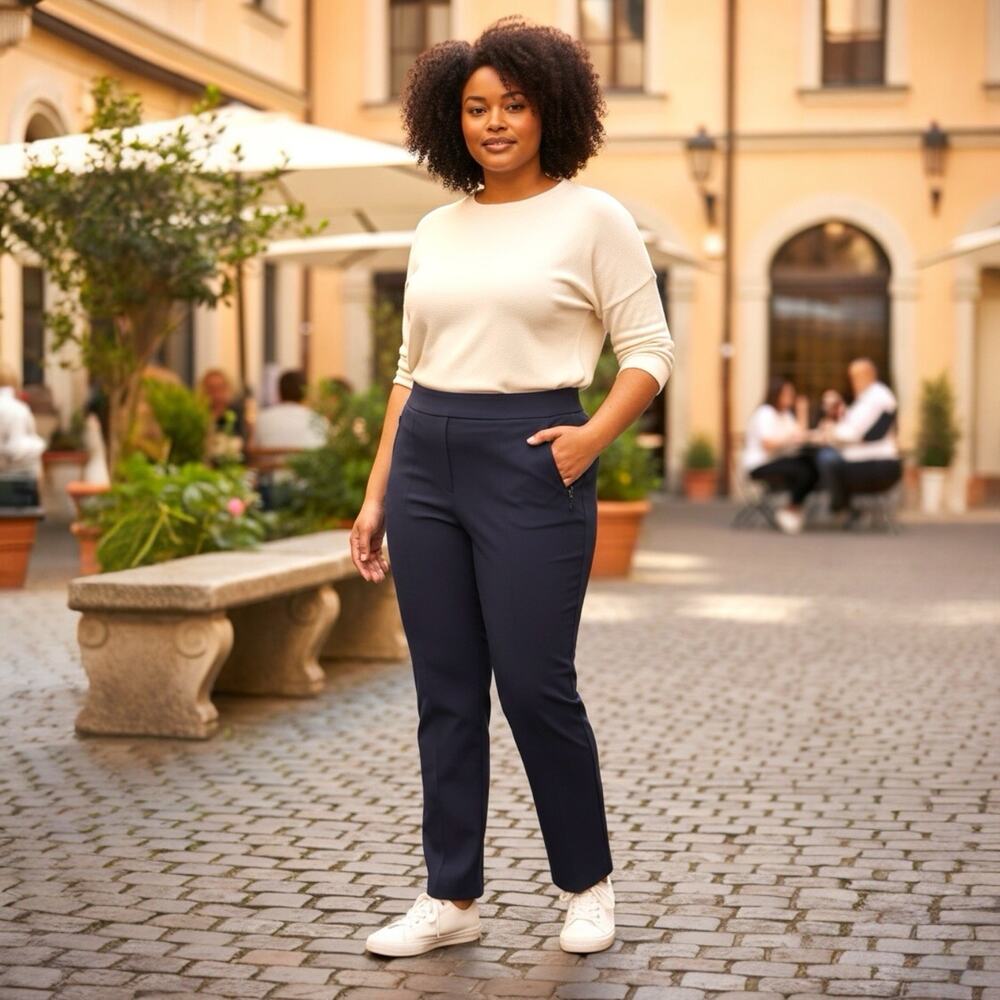 NEW $79 Lane Bryant On the Go Pants Size 24 Navy Blue Straight Leg Casual NWT